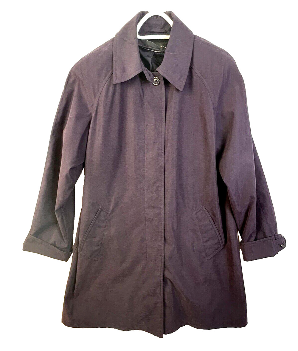 Gallery Rain Coat Women's Medium Dark Purple Pockets All Weather Jacket Classic